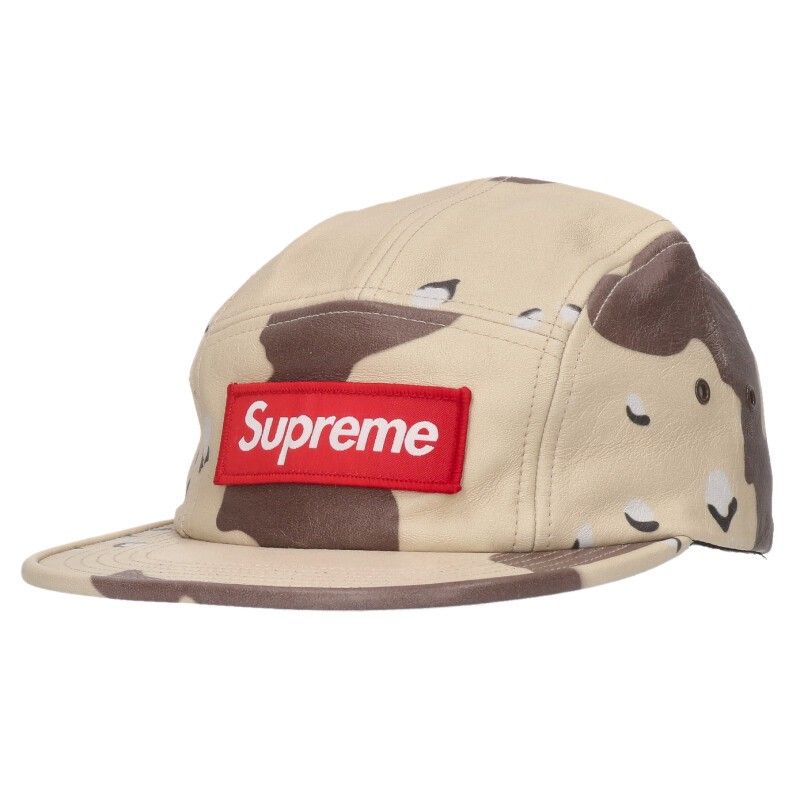シュプリーム 17 SS Leather Camp Cap Desert Camo カモ柄レザーキャンプキャップ帽子 メンズ