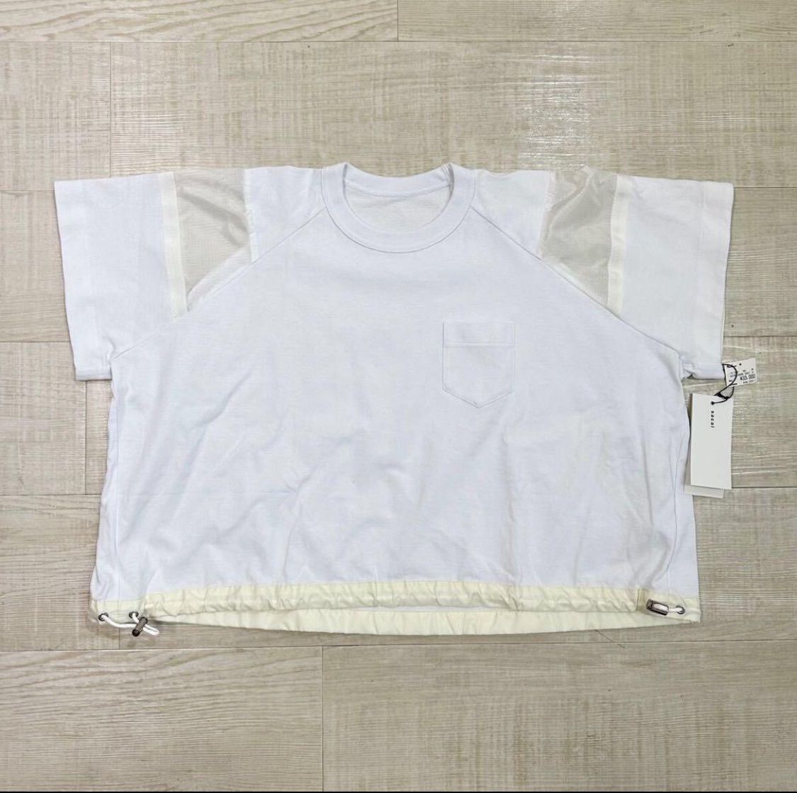 2023 新品 sacai サカイ 異素材 ドッキング ドローコード 半袖 ワイド