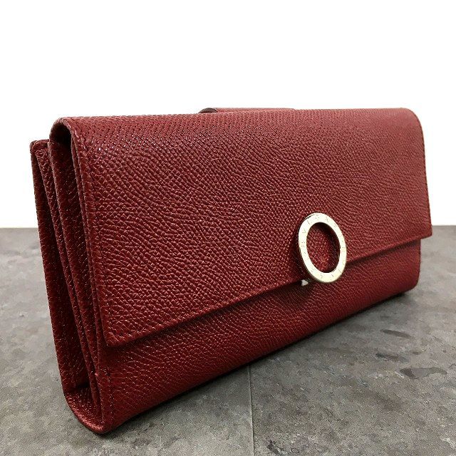 219 み BVLGARI 長財布 レッド クリップ