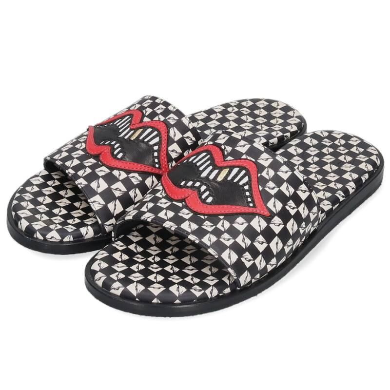 クロムハーツ CH SLIDE LEATHER 99 EYESチョンパーパッチレザーサンダル メンズ 40