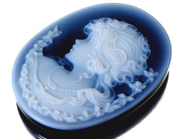 ジュエリー極】華やかな貴婦人の彫刻 高級ブルーストーンカメオルース