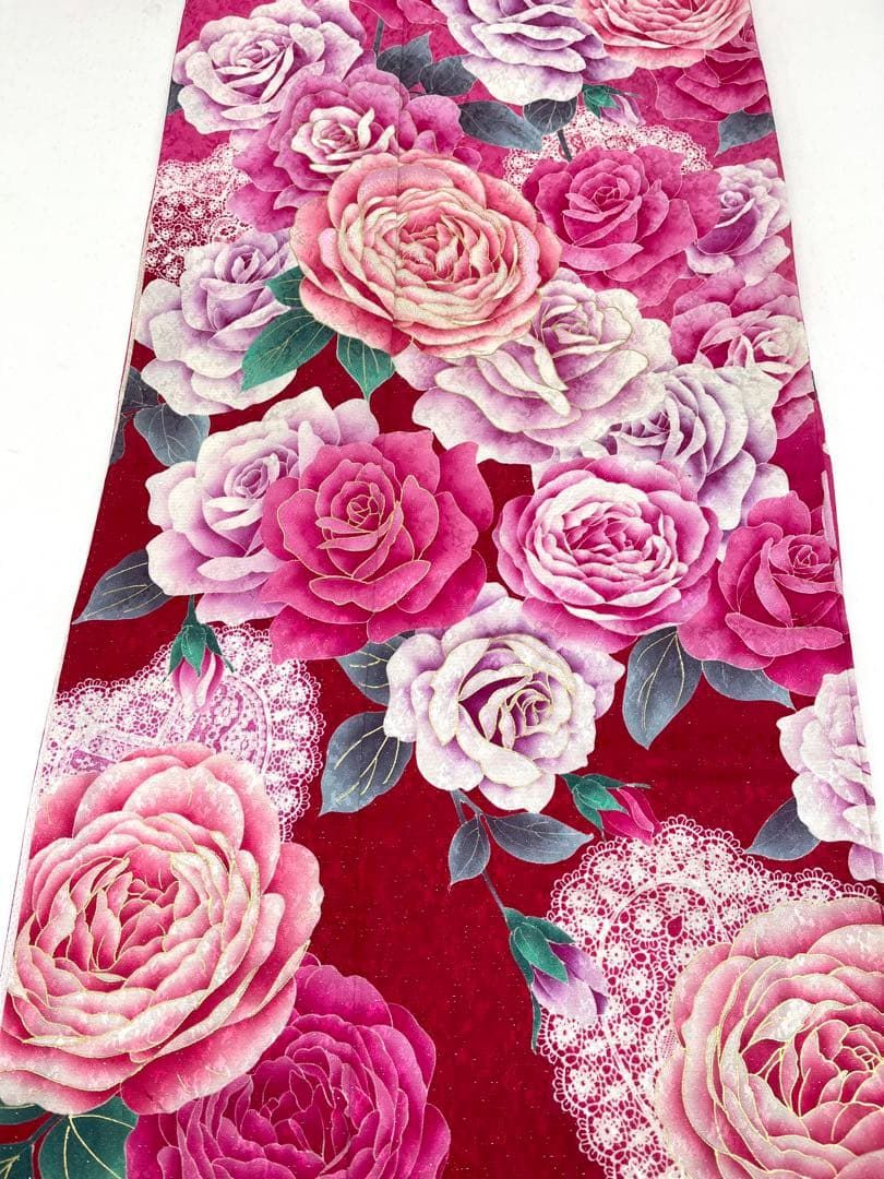 振袖 銀通し 刺繍 金彩 薔薇 紋意匠 身丈159cm 撥水加工済 MO3184