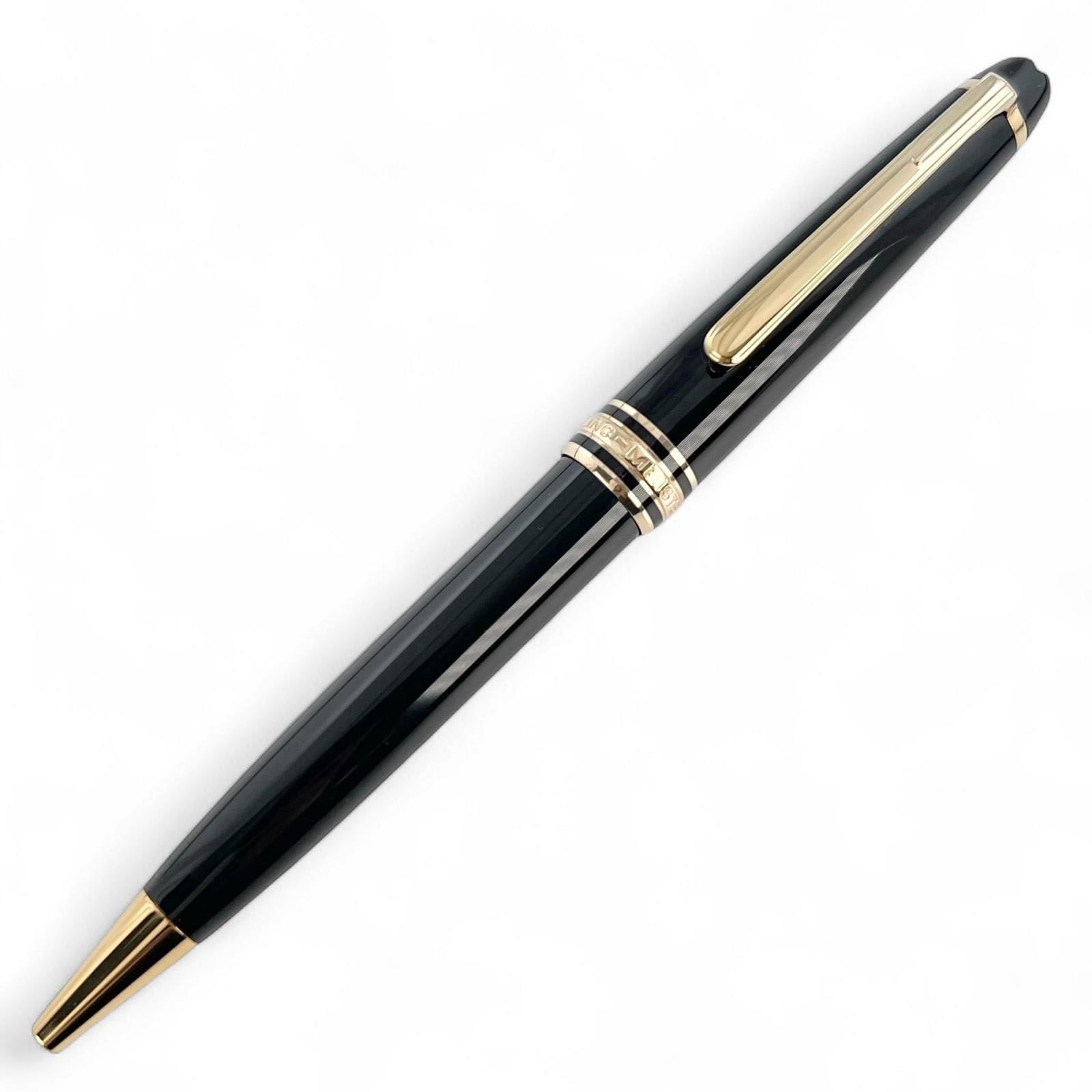 ▲MONTBLANC モンブラン マイスターシュテュック クラシック ツイスト式 レジン ボールペン ブラック ゴールド 箱 ケース付き ドイツ製 メンズ 筆記 済み