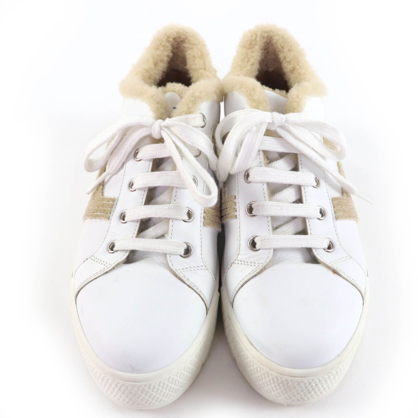 美品☆HERMES エルメス デア Hロゴデザイン ムートン レザー