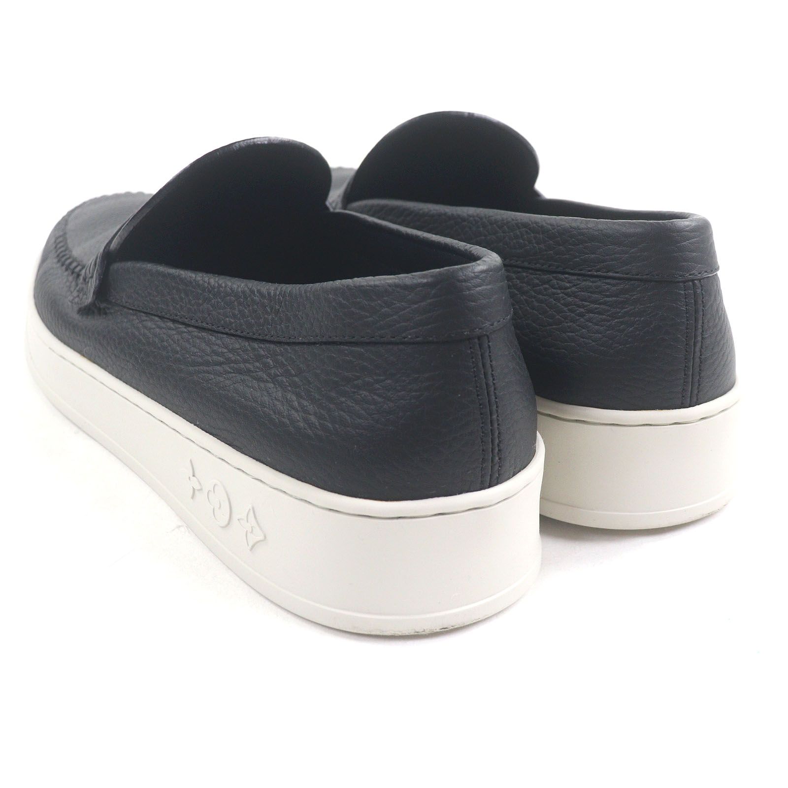 □LOUIS VUITTON ルイヴィトン LV リゾートライン レザー LVロゴ金具 スリッポン スニーカー ブラック 6 イタリア製 メンズ