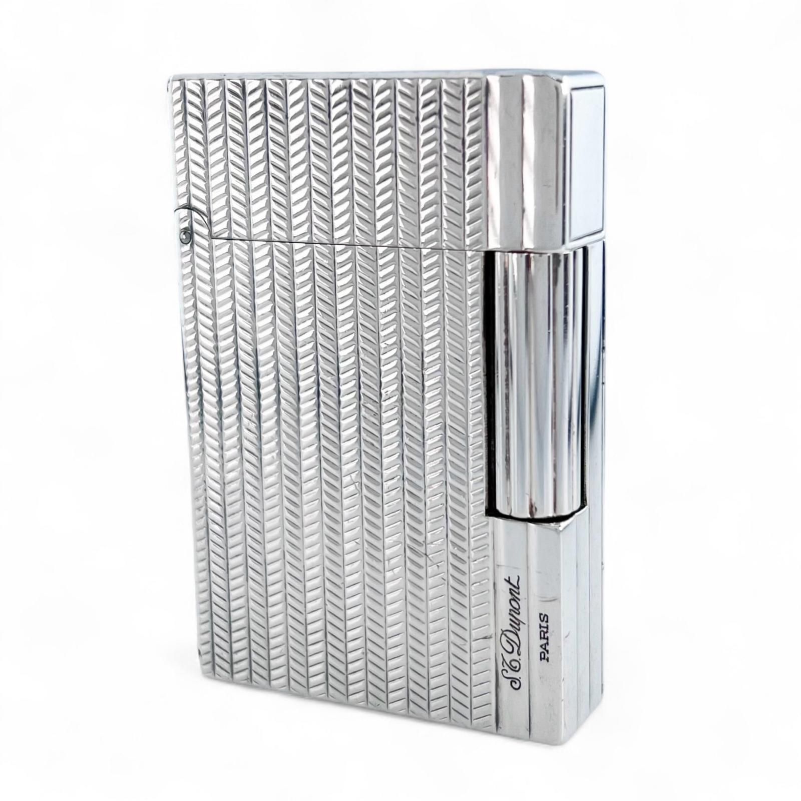 Dupont デュポン ギャッツビー ヘリンボーン ローラー式 喫煙具 ガスライター シルバー フランス製 メンズ 着火 済み
