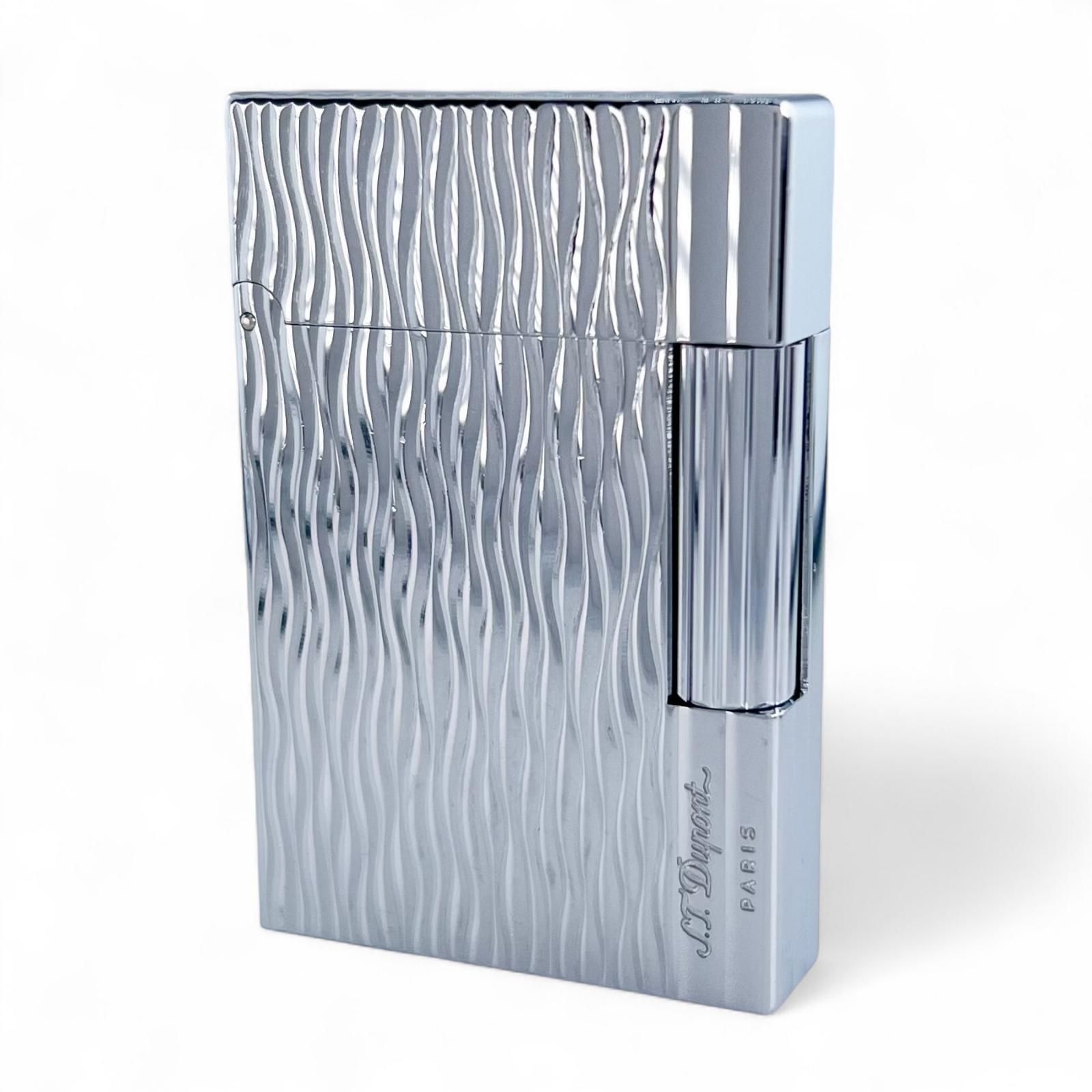 Dupont デュポン ギャッツビー ウェーブエンボス柄 ローラー式 喫煙具 ガス ライター シルバー フランス製 メンズ 着火 済み