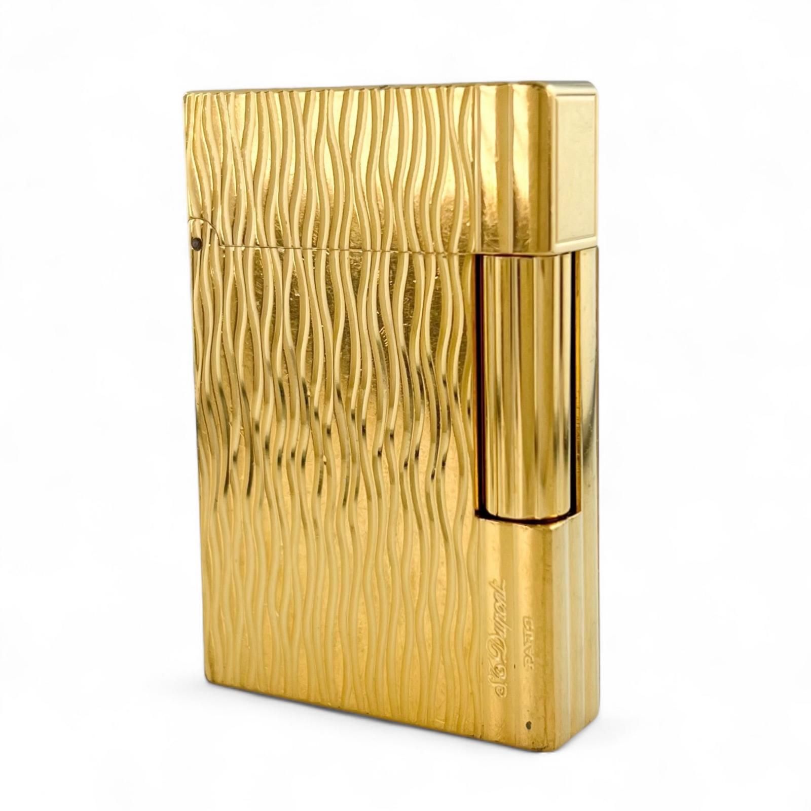 Dupont デュポン ギャッツビー ウェーブエンボス ローラー式 喫煙具 ガスライター ゴールド フランス製 メンズ 着火 済み