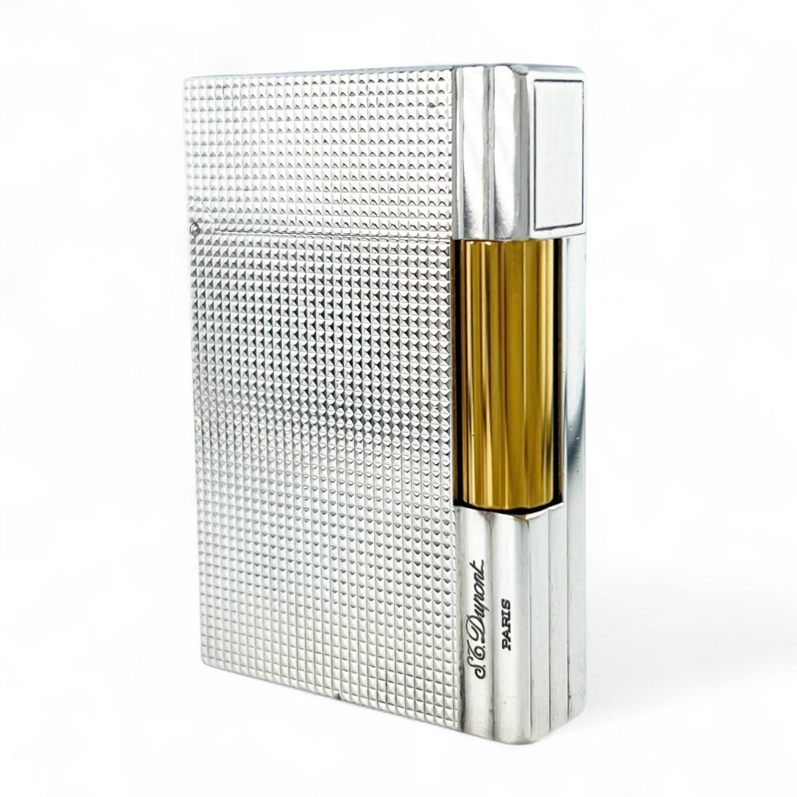 Dupont デュポン ギャッツビー ダイヤモンドヘッド ローラー式 喫煙具 ガスライター シルバー ゴールド フランス製 メンズ 着火 済み