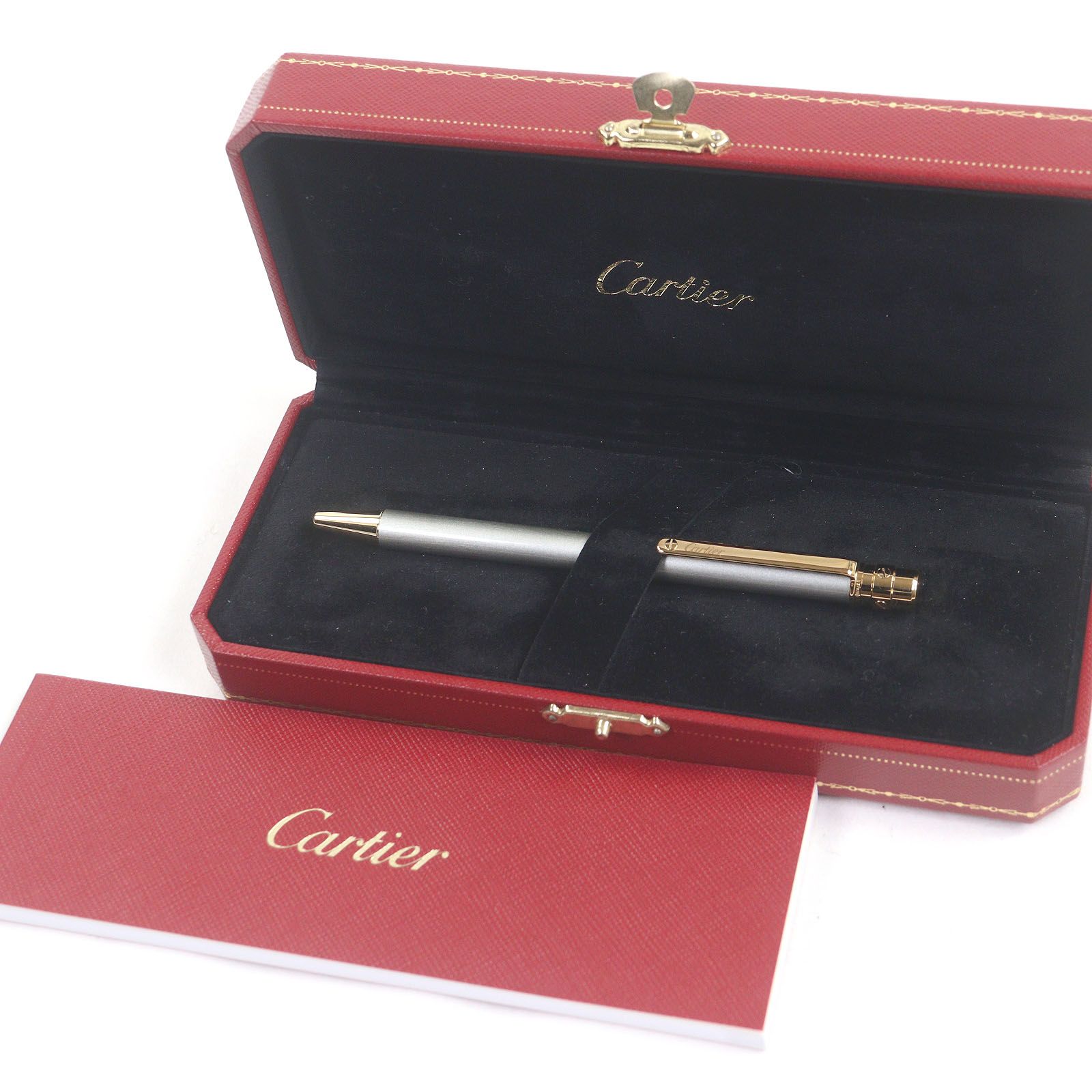 Cartier ツイスト式ボールペン シルバー×ゴールド　本体と箱 極美品□Cartier カルティエ サントス ドゥ カルティエ ツイスト式