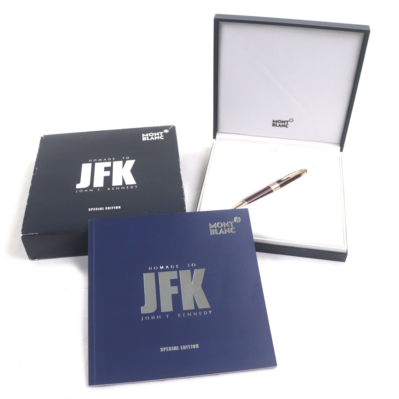 MONTBLANC モンブラン グレートキャラクターズ ジョン F ケネディ エディション ホワイトスター ツイスト式 ボールペン バーガンディ ゴールド ケース付き メンズ 筆記 済み