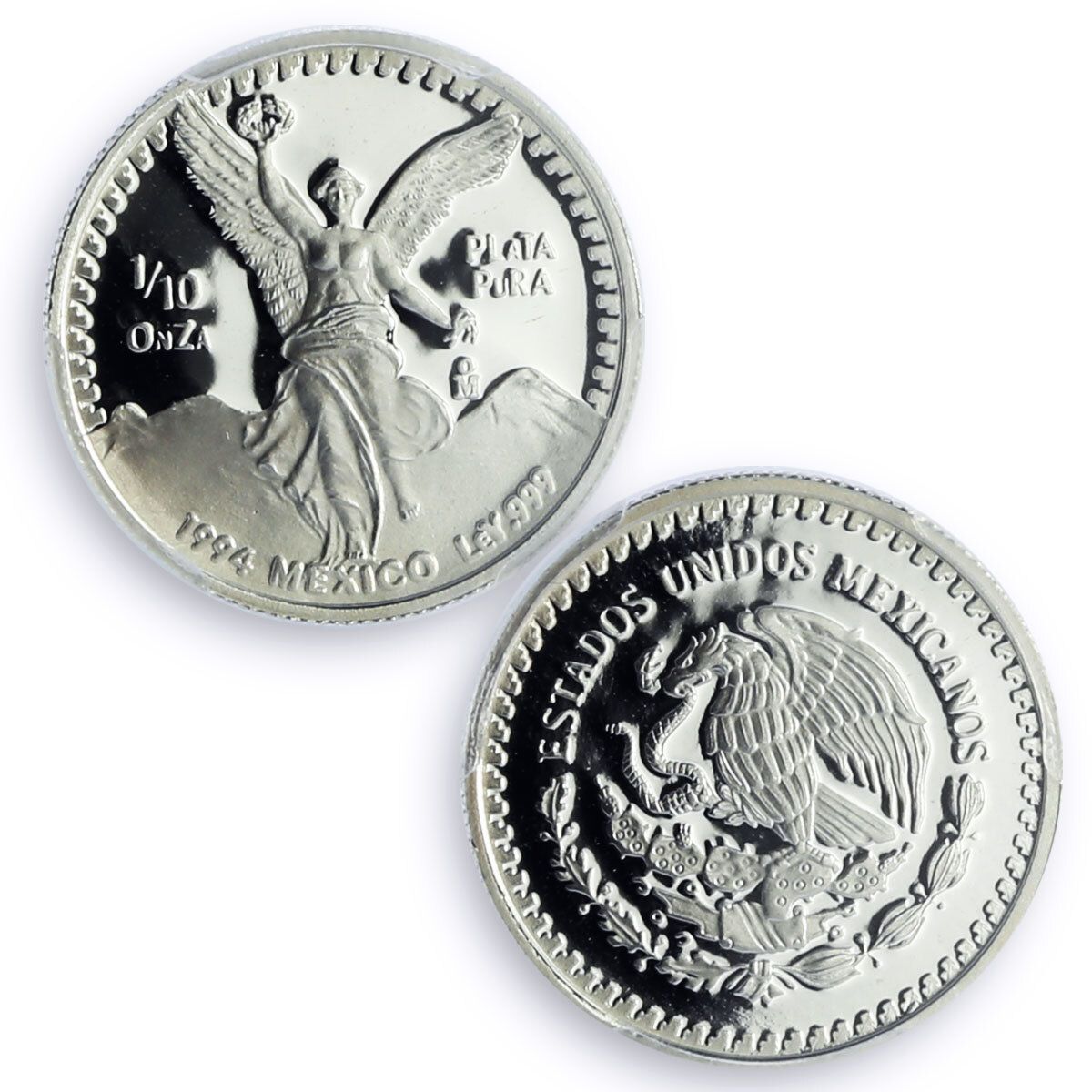 メキシコ 1/10 オンザ・リベルタッド 独立の天使 PR69 PCGS 銀貨 1994