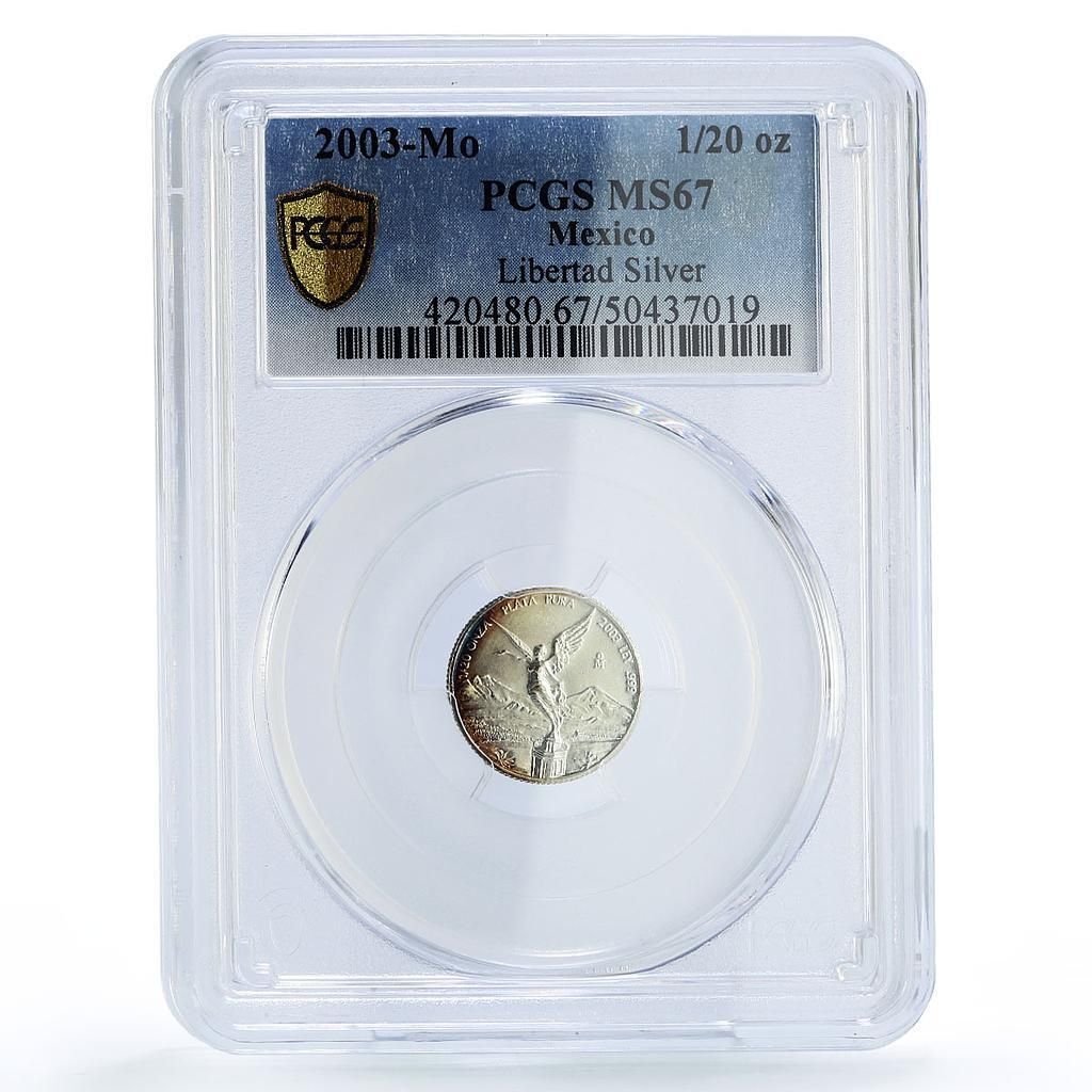 メキシコ 1/20 オンザ・リベルタッド 独立の天使 MS67 PCGS 銀貨 2003