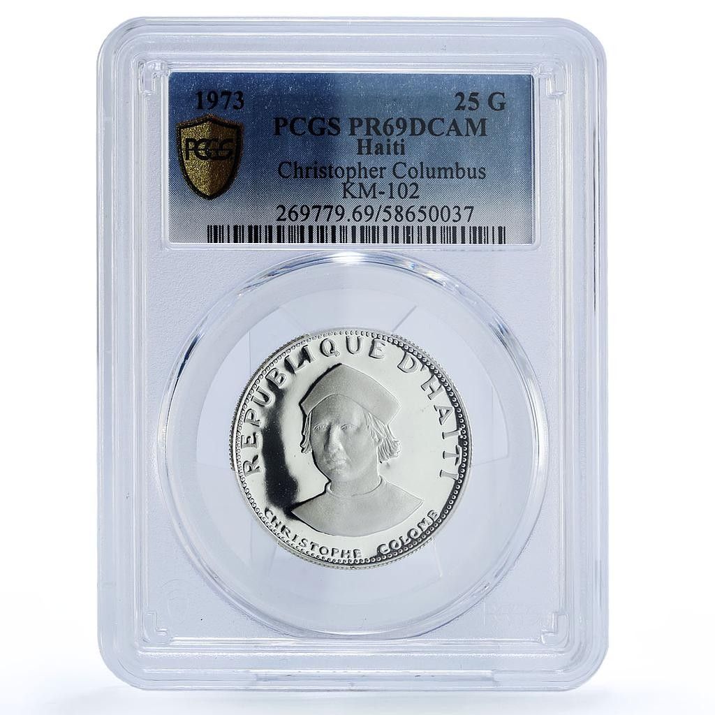 ハイチ 25 グールド クリストファー コロンブ Colomb KM 102 PR 69 PCGS 銀貨 1973年