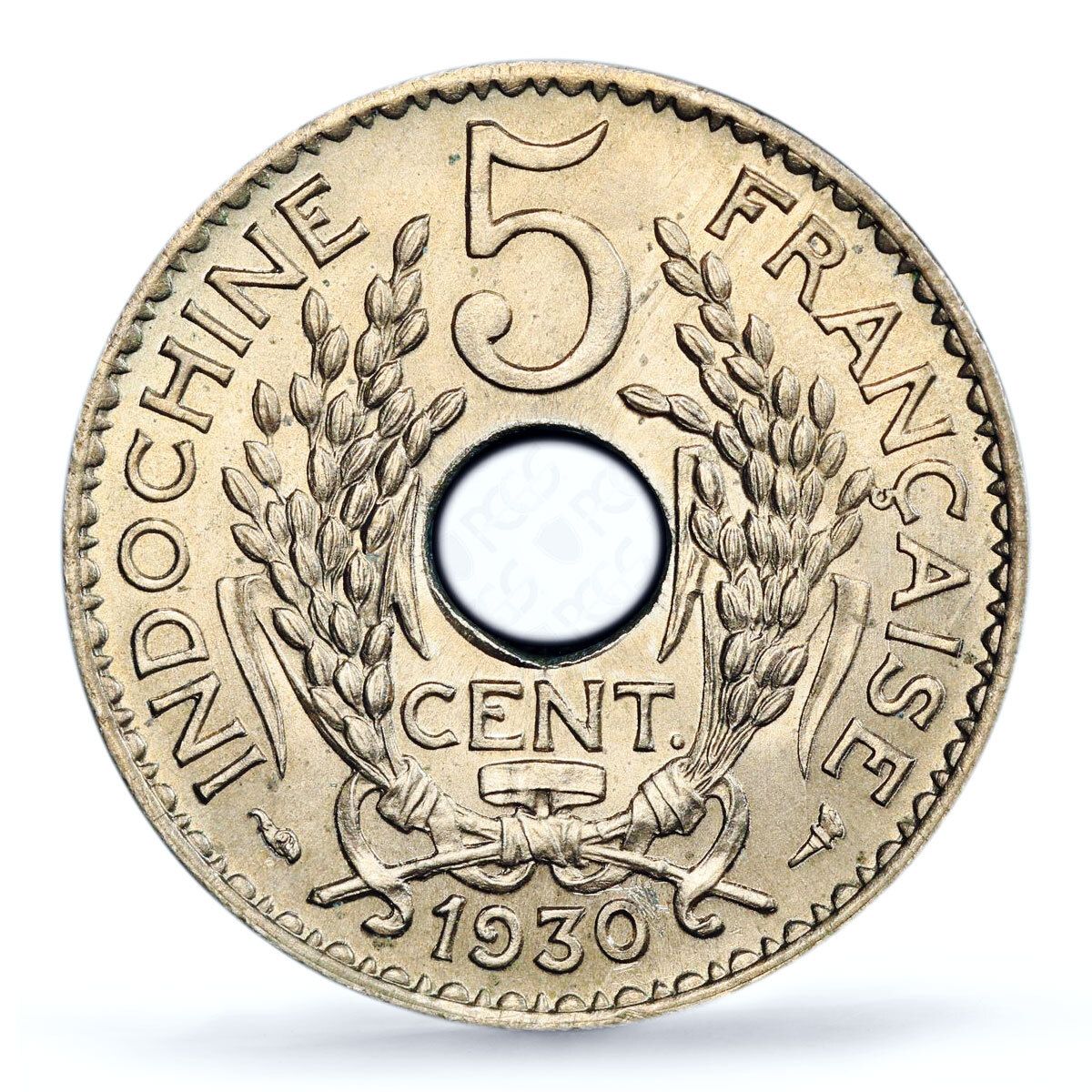 フランス フランス領インドシナ 5セント 共和国貨幣 KM 18 UNC PCGS CuNi コイン 1930年