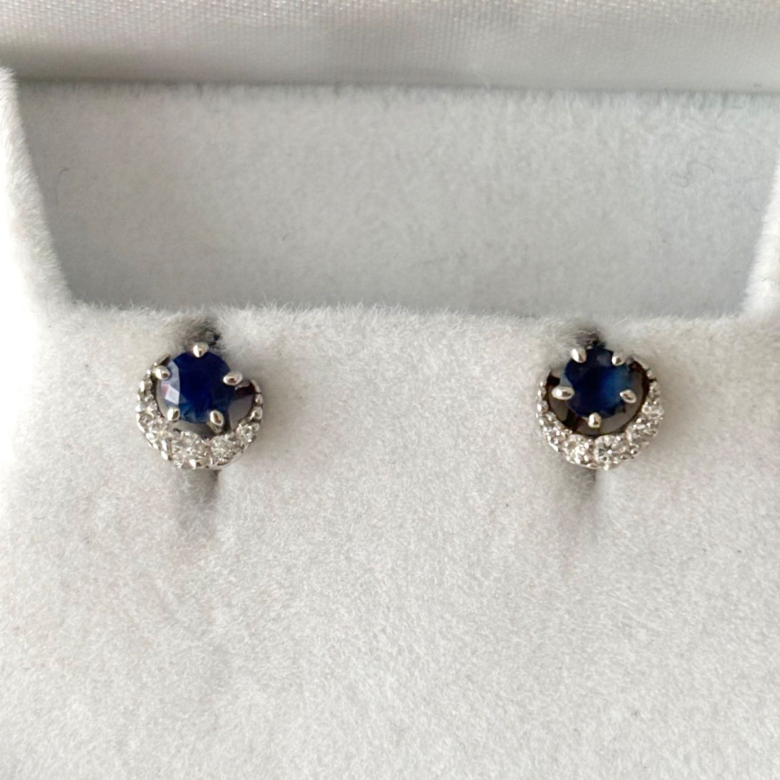 289 スタージュエリー Pt 950 ダイヤモンド 0.04 ct 色石 2 way ピアス ムーン