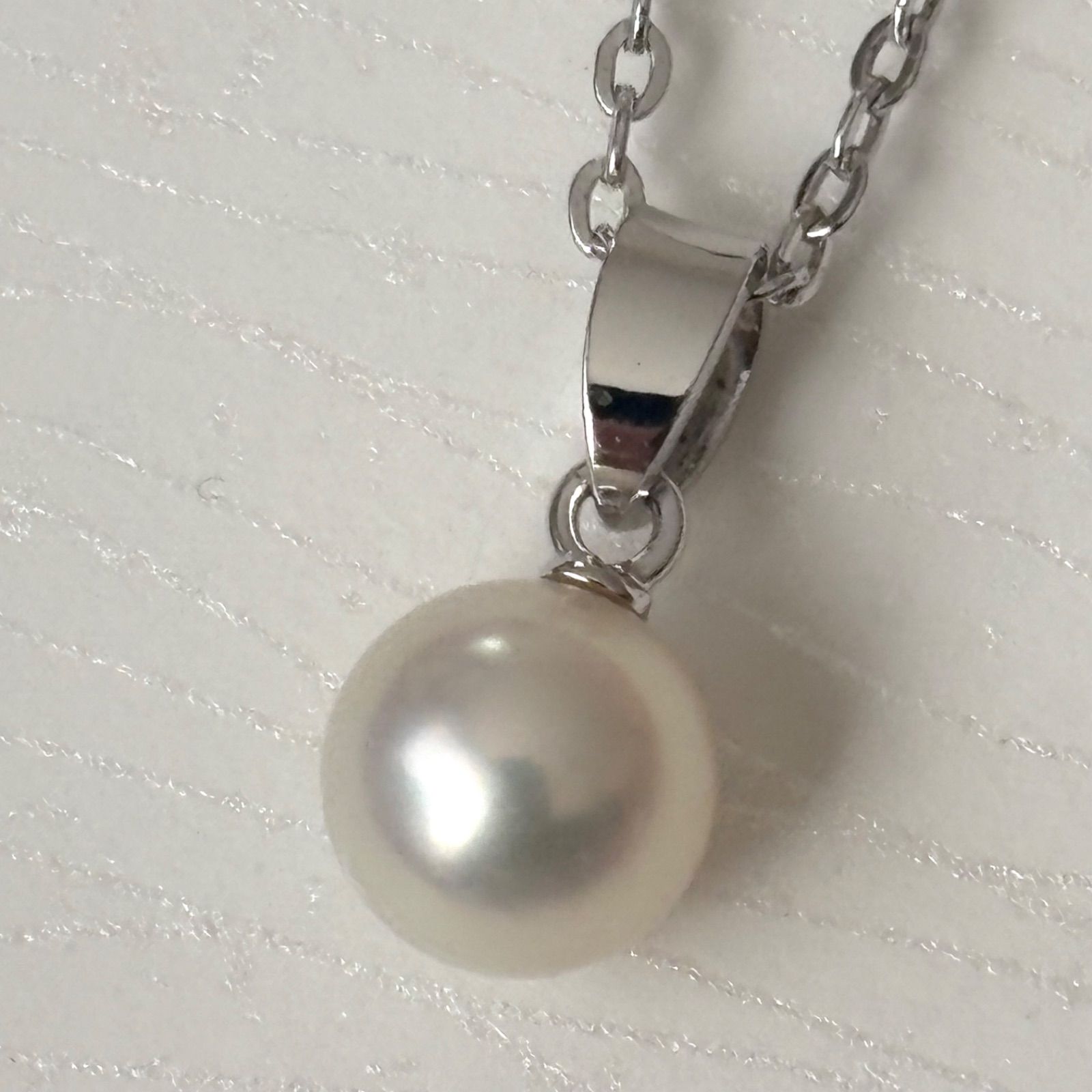 079【ミキモト】シルバー パール 小売業者 約6.6mm ネックレス