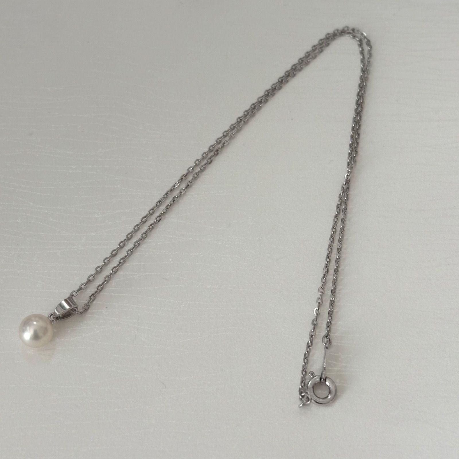 079【ミキモト】シルバー パール 小売業者 約6.6mm ネックレス