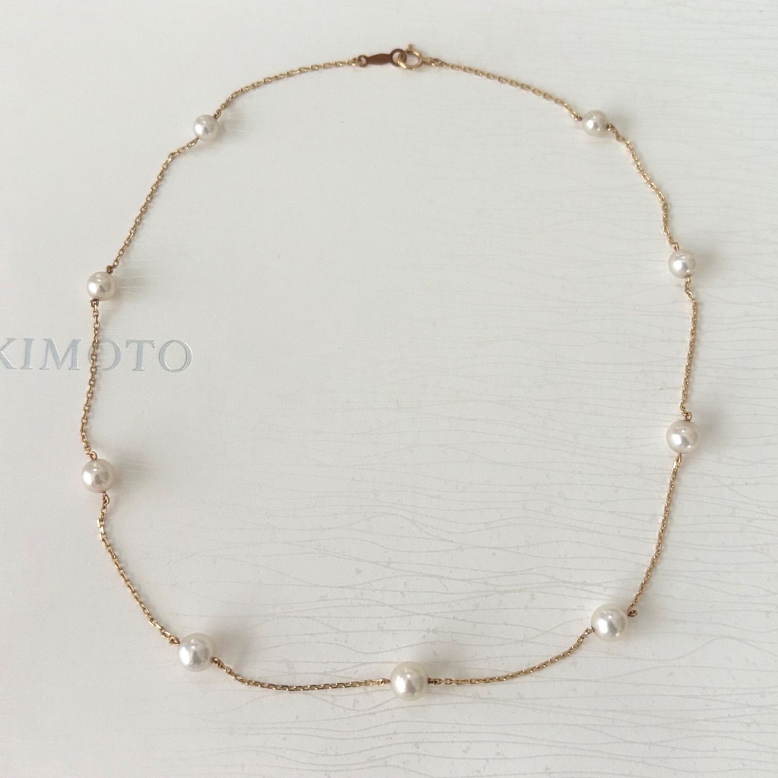 375 ミキモト K 18 ステーション ネックレス 9珠 パール 約4 7 6 2 mm