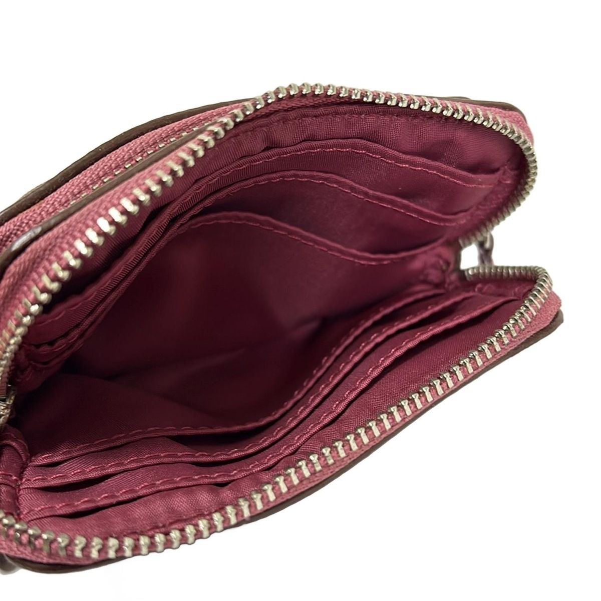 COACH(コーチ) コインケース シグネチャー ダブル ジップ コインウォレット F63338 カーキ×ダークブラウン