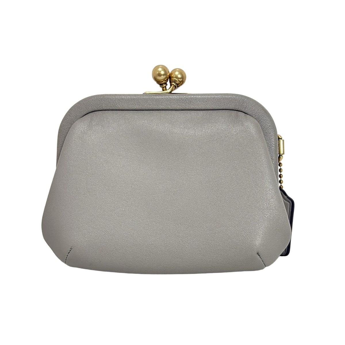 COACH コーチ コインケース CC 552 グレーベージュ がま口 レザー