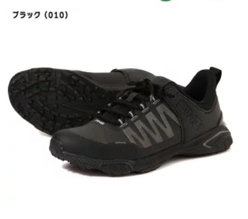 処分 PING スパイクレスゴルフシューズ BLK 黒 紐