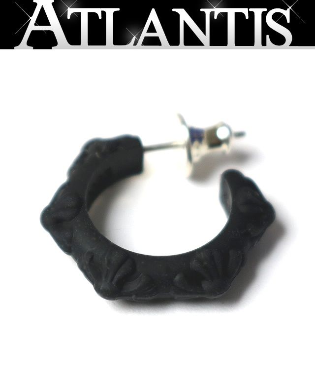 CHROME HEARTS クロムハーツ シリコンラバー クロスバンド フープ ピアス 黒 101302