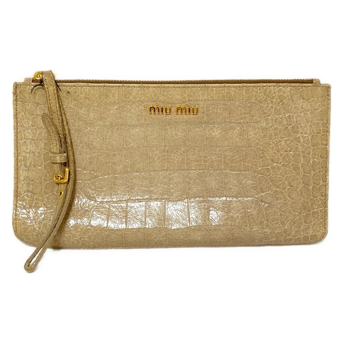 miumiu ミュウミュウ ポーチ - ベージュ 型押し加工 レザー