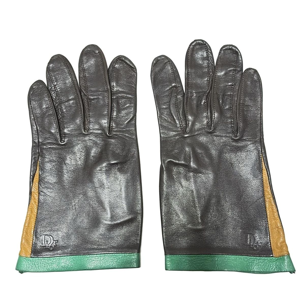 DIOR ChristianDior ディオール クリスチャンディオール 手袋 レディース ダークブラウン ベージュ グリーン レザー
