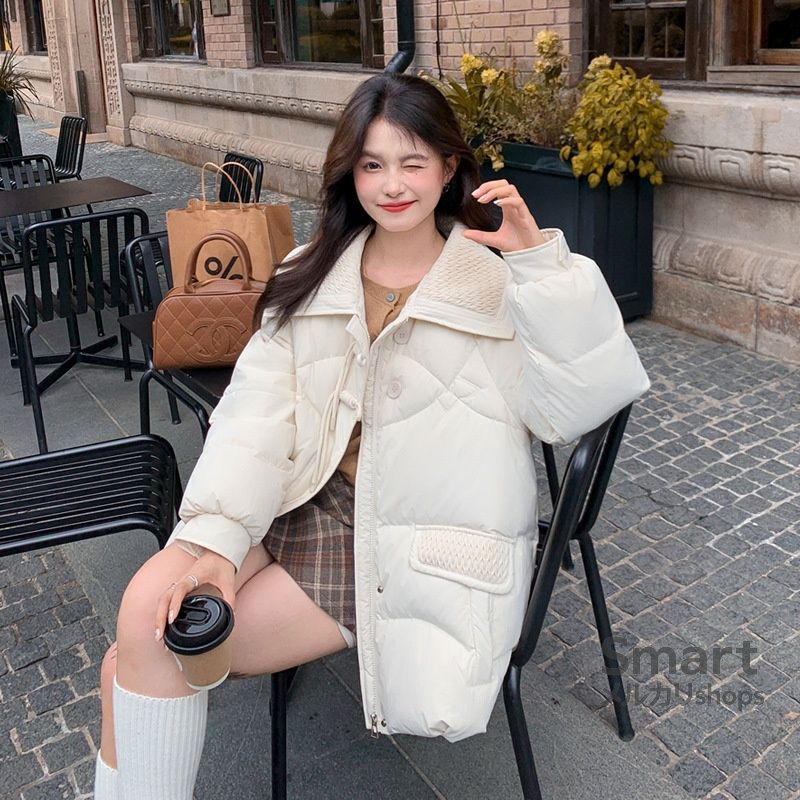 ダウンコート レディース 大きいサイズ 中長丈 200〜300斤対応 白ダックダウン ゆったり 体型カバー 冬服 M 251128-7