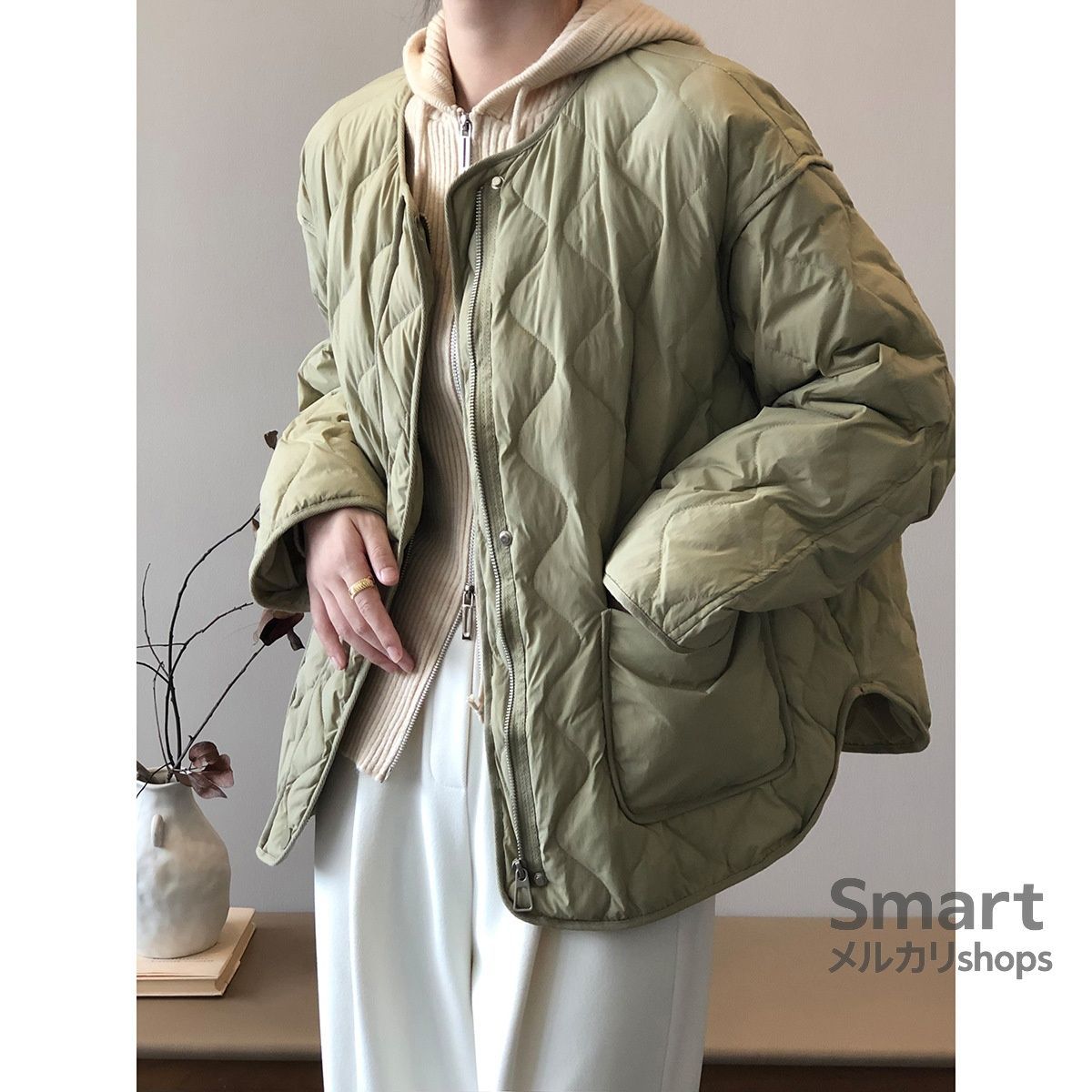 ダウンジャケット レディース ノー キルティング ショート丈 軽量 白ダックダウン 保温 冬服 シンプル M 251128 8