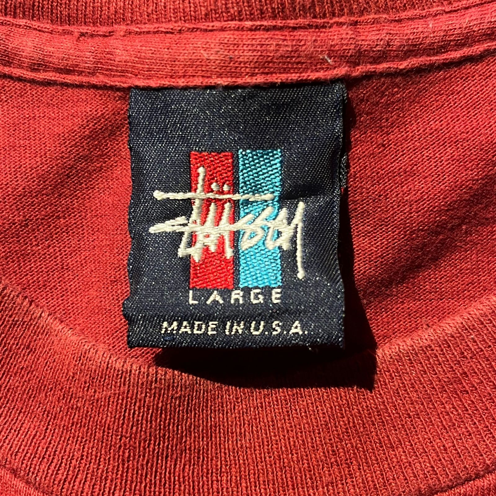 ベルさん専用old stussy 90s USA製トリコデザインロゴ 赤青タグM OLD STUSSY 90s USA製 2代目ドラゴンTシャツ レッド オールド