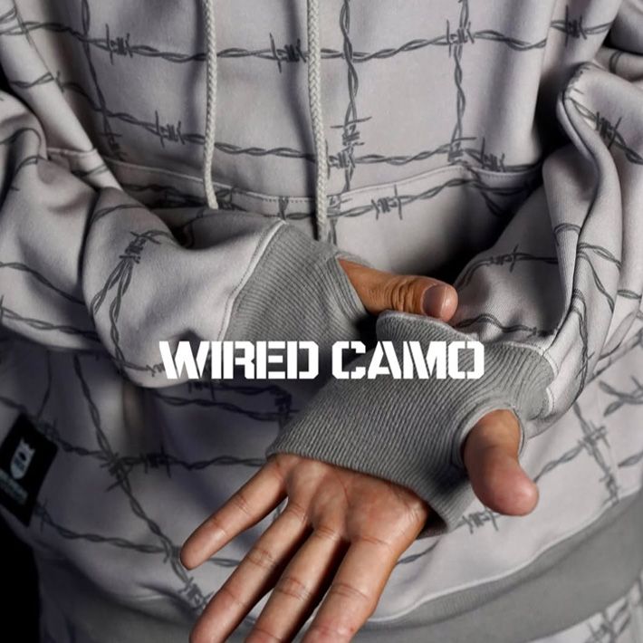 フーディ バスブリゲード BASS BRIGADE WIRED CAMO HOODIE - GREY バス