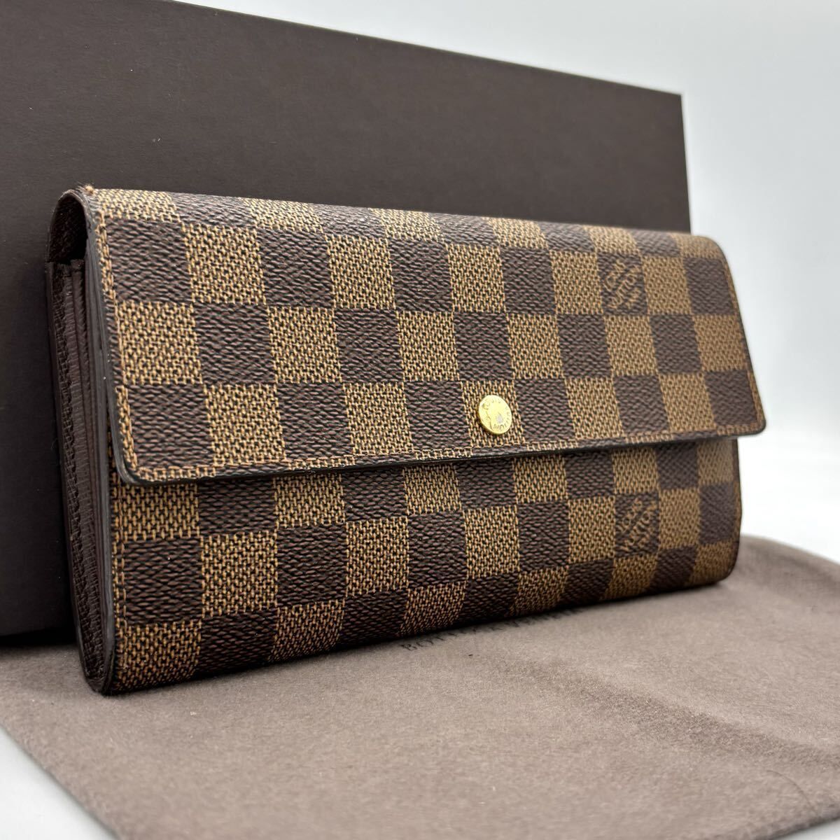 【人気SS美品】ルイヴィトン ダミエ エベヌ ポルトフォイユ サラ 二つ折り財布 s57 ポルトフォイユ サラ 旧型 ダミエ エベヌ ブラウン Louis Vuitton