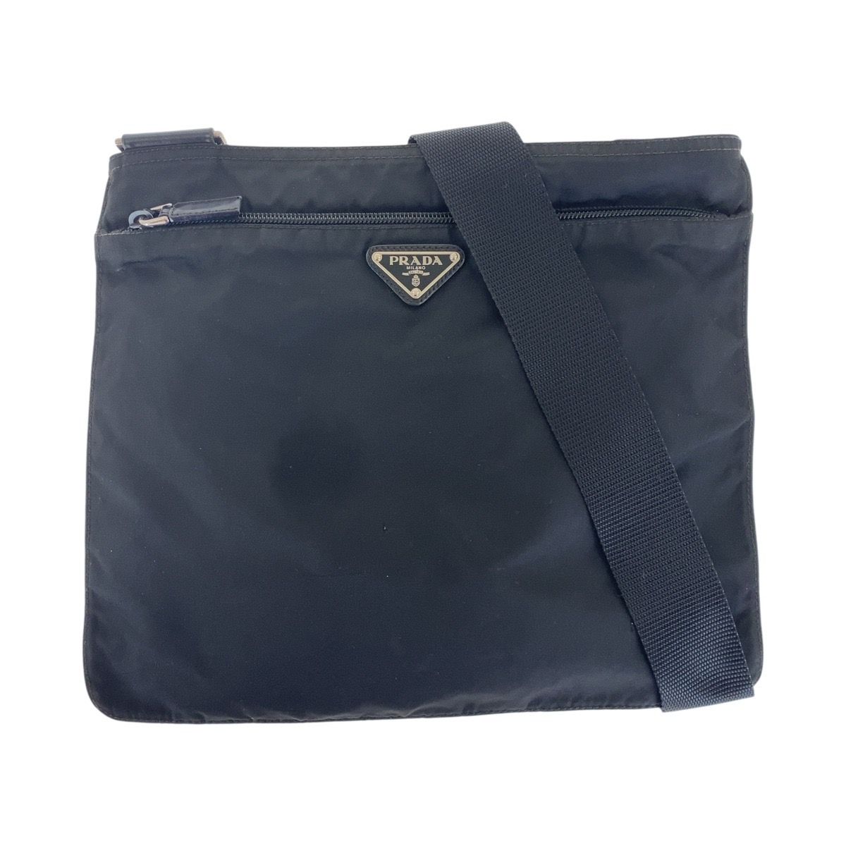 PRADA プラダ テスート 三角ロゴプレート ブラック 黒 シルバー金具