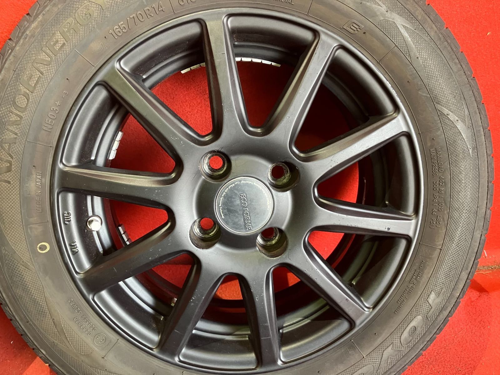 サマータイヤホイールセット 165 70 R 14 TOYO x 5 40 100 4 H 社外 エコフォルム 4本SET