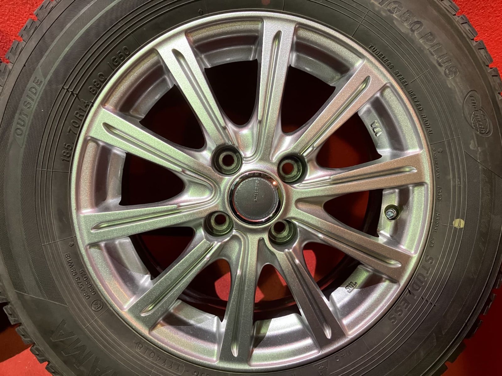 スタッドレスタイヤホイールセット 185 70 R 14 iG 50 x 5 38 100 4 H 社外 MILLOUS 4本SET