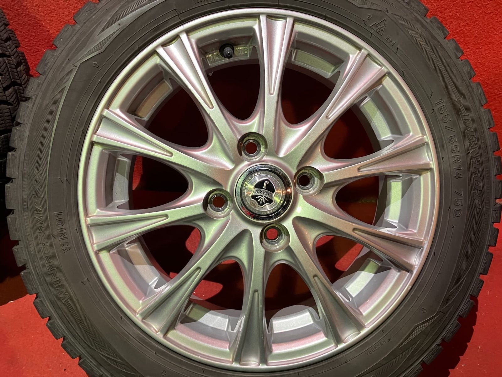 スタッドレスタイヤホイールセット 155 65 R 14 DUNLOP WM 01 x 4 5 45 100 H 社外 ジョーカー 4本SET