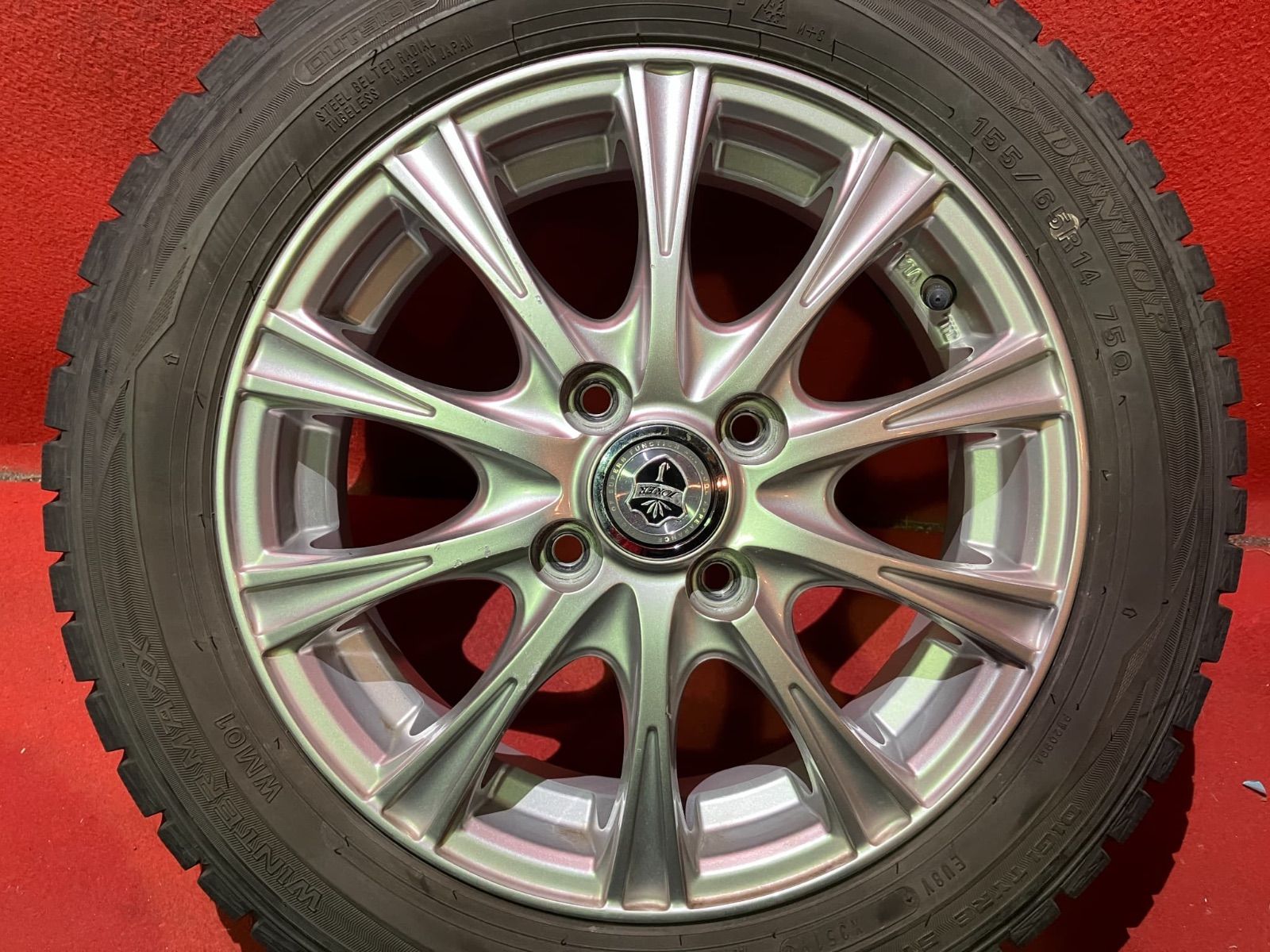  スタッドレスタイヤホイールセット 155 65 R 14 DUNLOP WM 01 x 4 5 45 100 H 社外 ジョーカー 4本SET 14インチ タイヤ ホイールセット