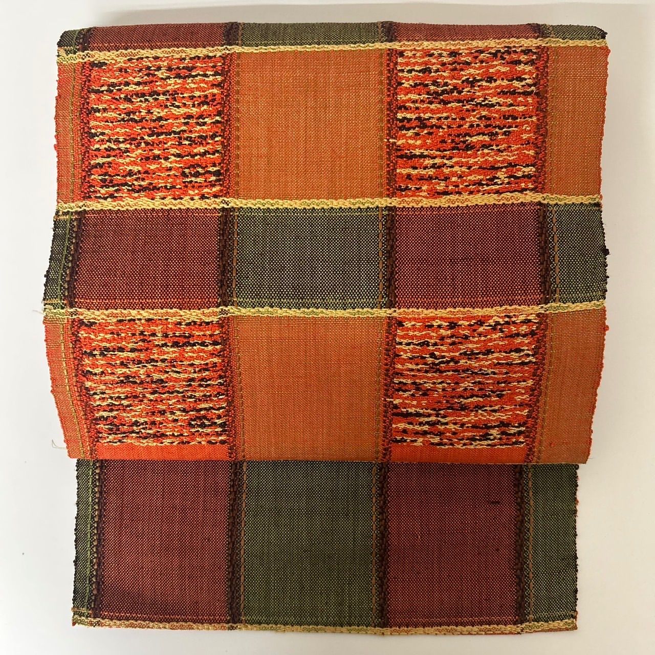 名古屋帯 正絹 紬 格子 色味良い 八寸 MA-1609 - メルカリ