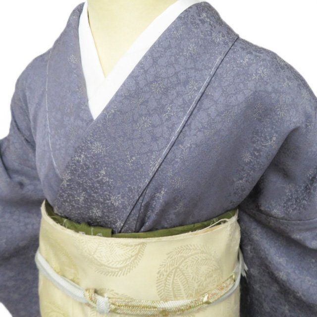 付下げ 付け下げ 訪問着 着物 袷 紋付き 作家物 地模様 暈し 鳩羽色 海松色 身丈166 cm 裄69 L トール きもの北條 A 1301-8