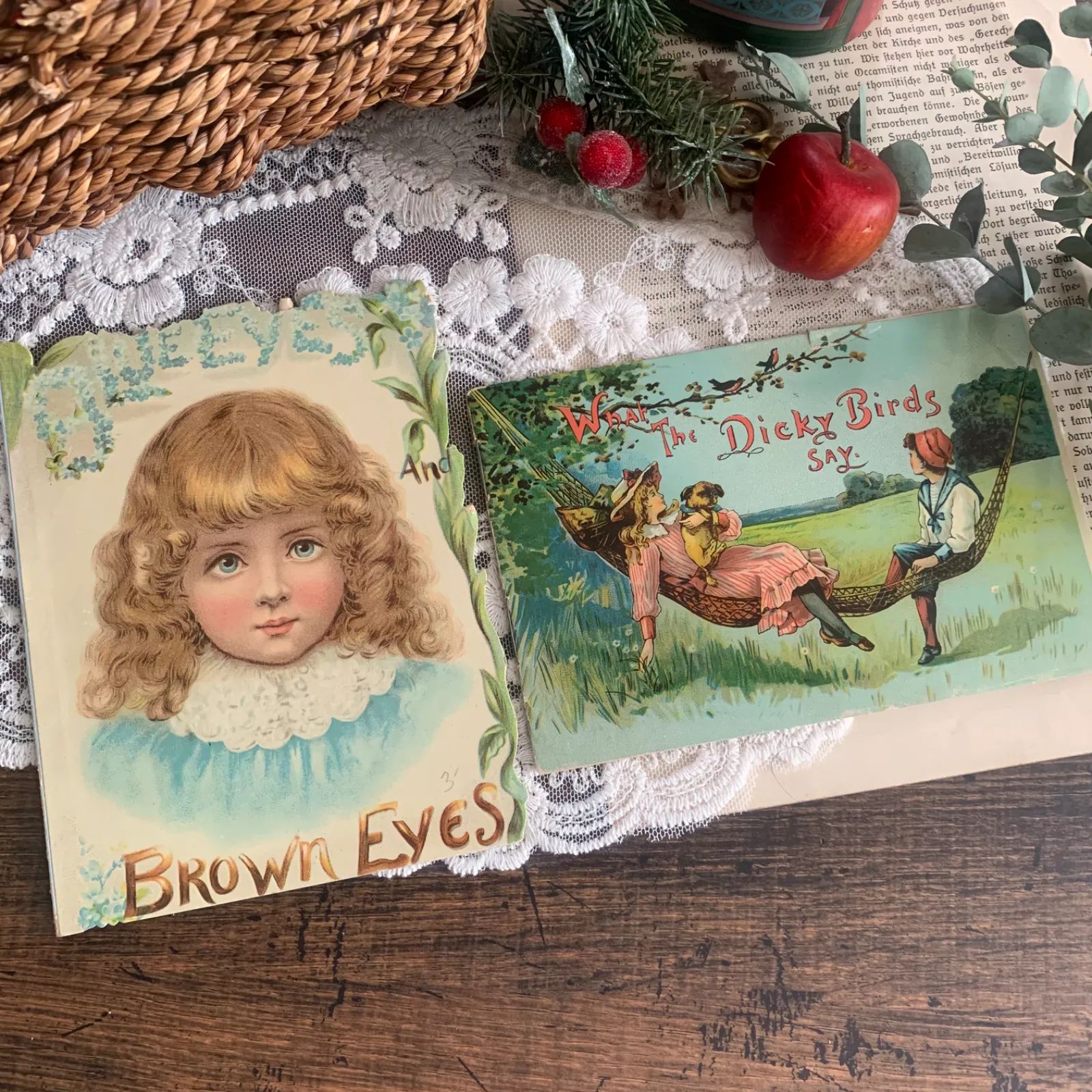 ヴィンテージ絵本 ヴィクトリアン Toy Book ミニ絵本 2冊セット Brown