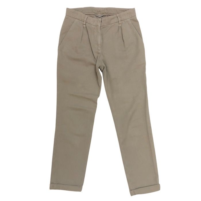 Brunello Cucinelli ブルネロクチネリ クロップドパンツ コットン×カシミヤ グレージュ サイズ38 S-M相当 レディース