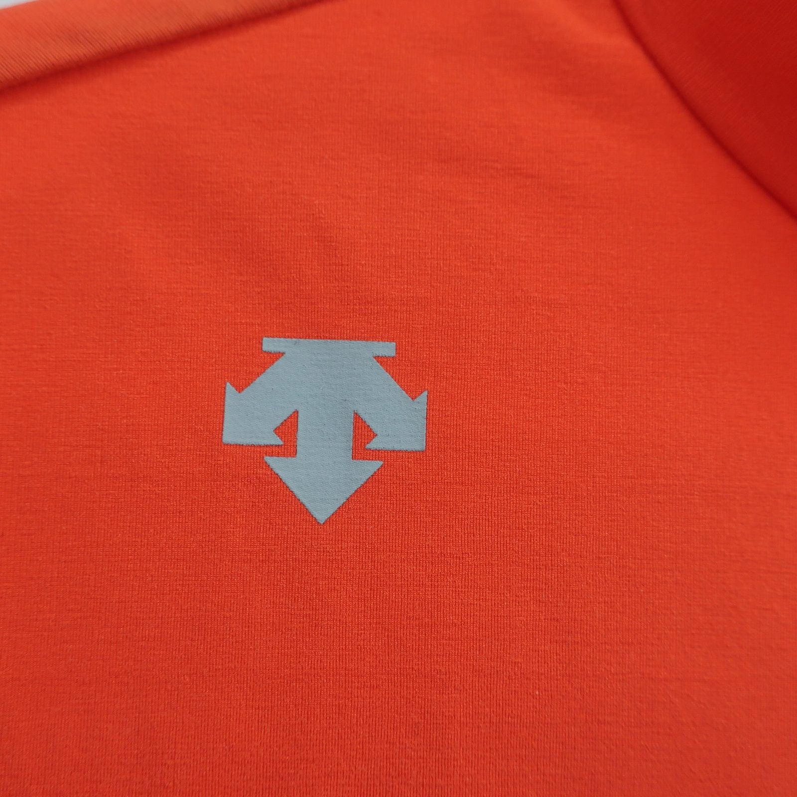 美品】DESCENTE(デサント) 半袖モックネックシャツ オレンジ メンズ L