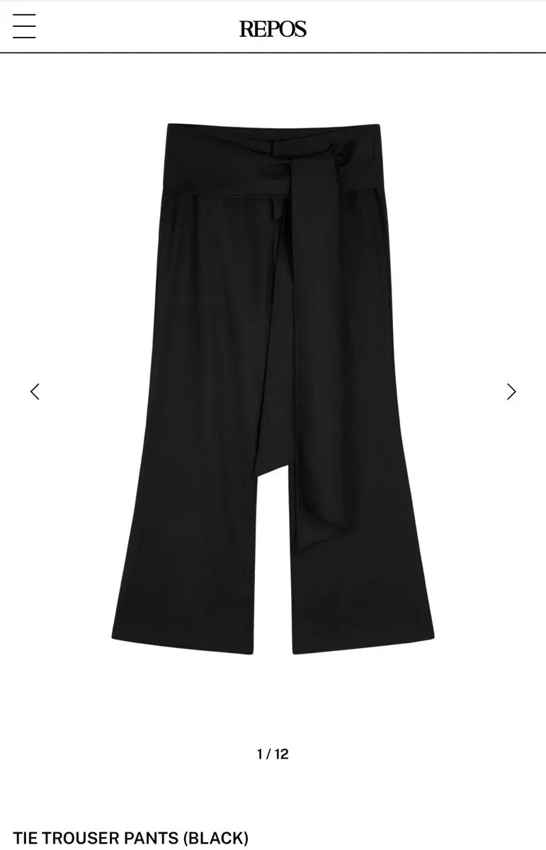 REPOS TIE TROUSER PANTS BLACK S