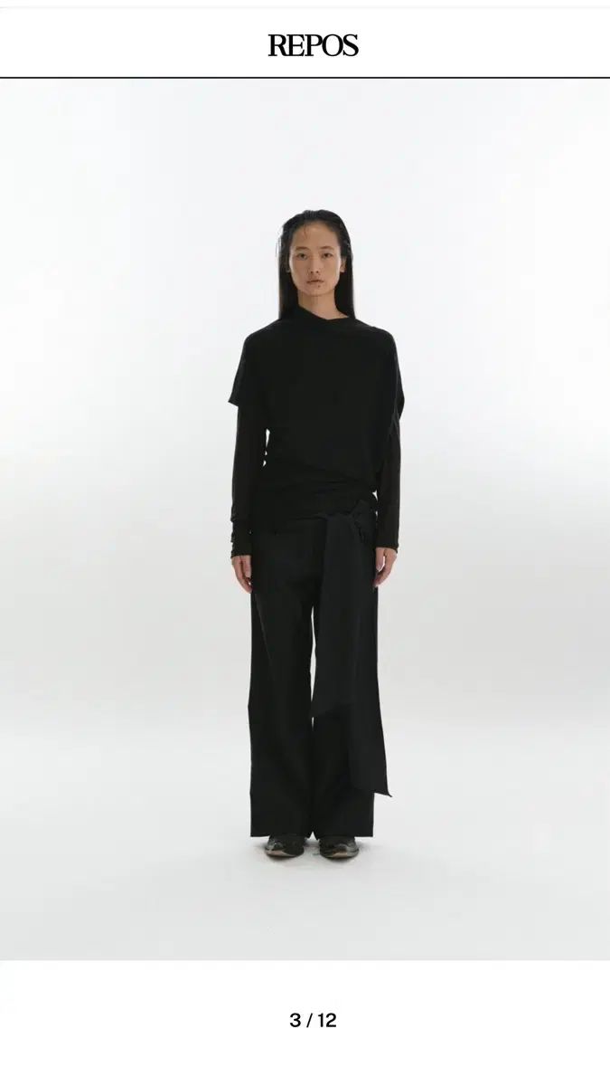 REPOS TIE TROUSER PANTS BLACK S