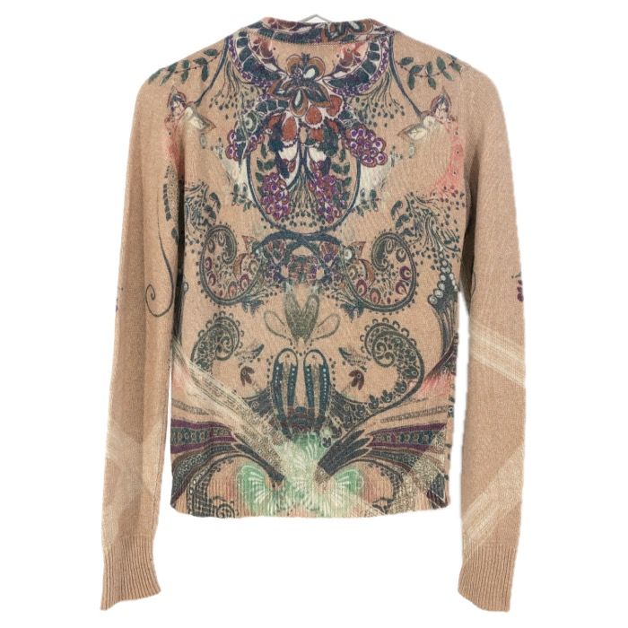 ETRO エトロ 花柄 カーディガン アルパカ混 ライトブラウン系 サイズ42