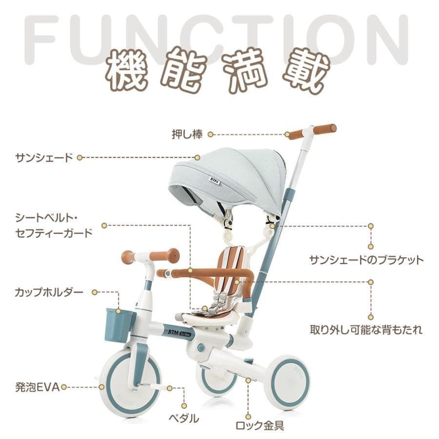 子供用三輪車 キッズ自転車 ランスバイク 手押し付き 1286-140 - メルカリ