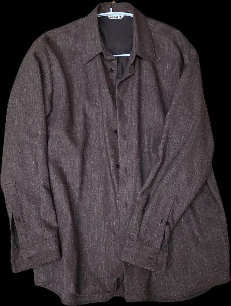 オーラリー ウールシャツ ブラウン