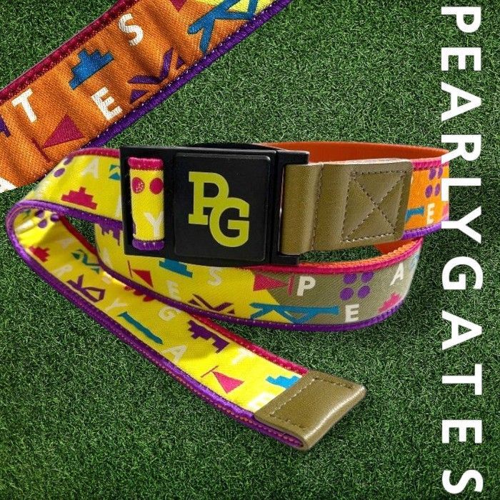 PEARLY GATES パーリーゲイツ ゴルフ モダンナバホ柄 ワンタッチバックル テープベルト ユニセックス 053 2282103 定価1 7万 オレンジ マルチ FR 019 50312 w 04